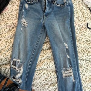 Altar'd State Light Blue Distressed Straight Leg Jeans